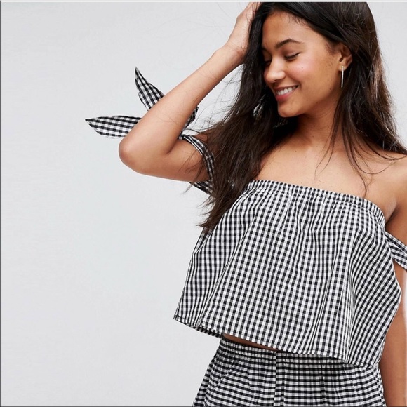 🎉HP🎉 ASOS gingham off the shoulder top NWT!! - Picture 7 of 7